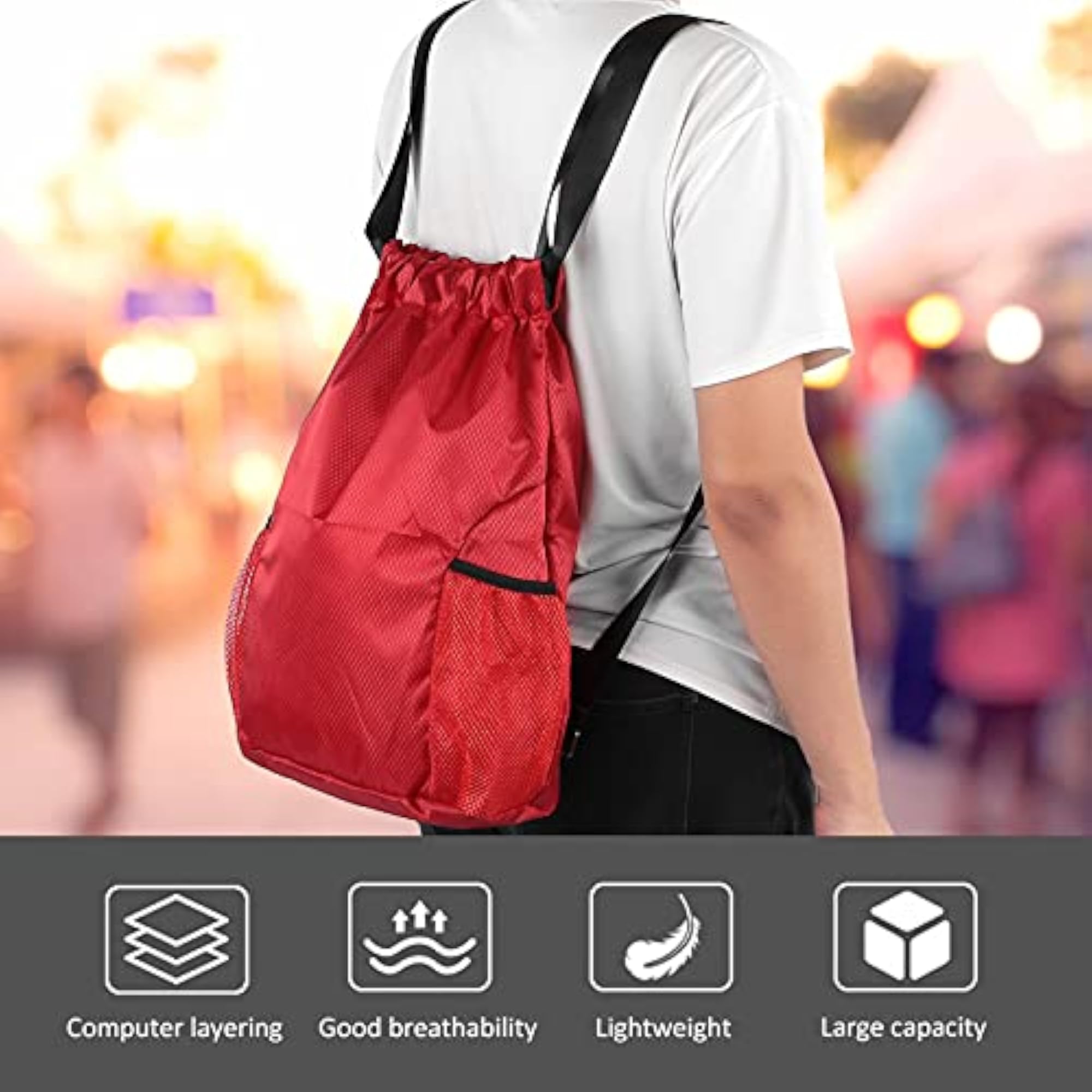 Lightweight Portable Drawstring Gym Backpack for Women