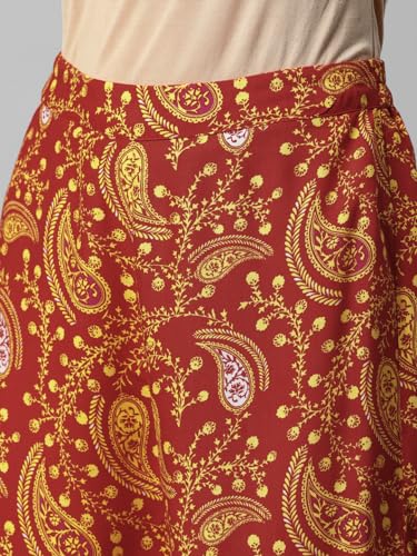Image of DEEBACO Women's Paisley Print Rayon Top & Pants Co Ord Set for Women V Neck 3 /4 Puff Sleeve Ladies Party Casual Wear Fashionable for Girls Loose Fit Cord Set (DBCOMR00000988 M Multicolor)