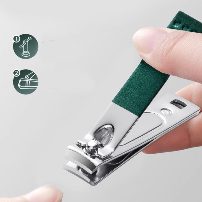 Image of 4 in 1 Nail Clipper Set - Manicure Pedicure Kit for Men & Women, Fingernail & Toenail Clippers, Nail File, Portable Travel Grooming Kit with Case (Dark Green)