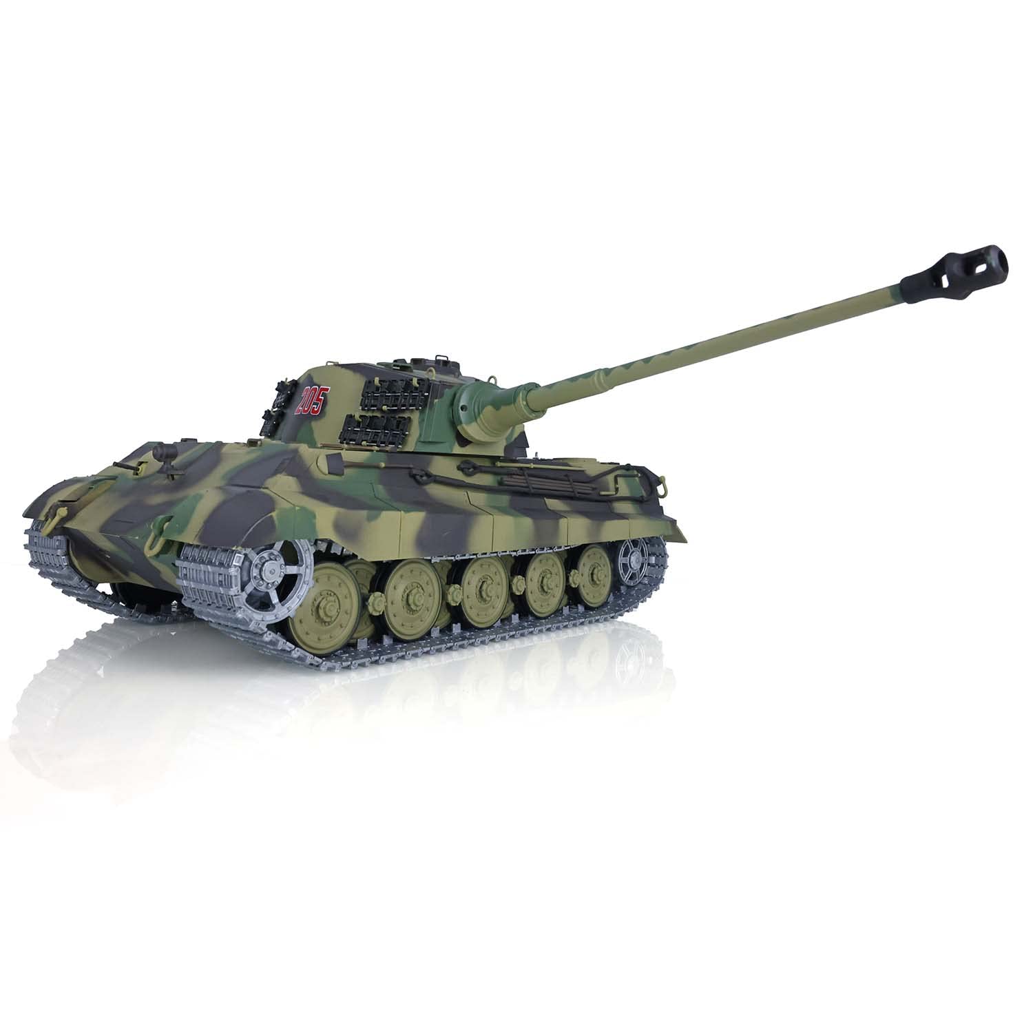 Tanque Heng Long 1/16 7.0 mejorado alemán King Tiger RTR RC Tank 3888A, pistas de metal, torreta giratoria de 340°, infrarrojos, combate, levantamiento de barril, luz, sonido, BB tiro, tanque