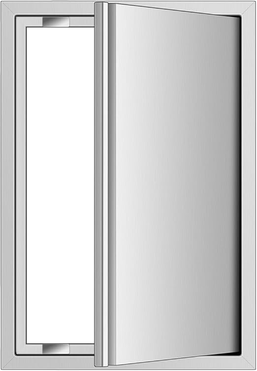 BBQ Access Door, 17" W x 24" H Stainless Steel Single Outdoor Kitchen, with Recessed Handle, for BBQ Island, Grilling Station, Outside Cabinet