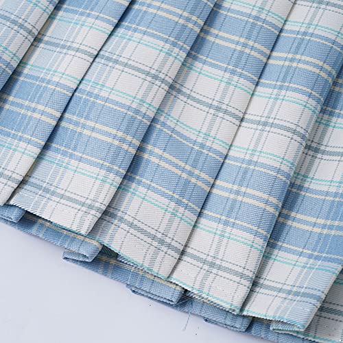 Jhaoyu Girls Pleated Skirt Elastic Waist Plaid A-Line Skirts With Lining Shorts School Uniform Sky Blue 11-12 Years thumb #4