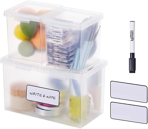 Miniatura 9 de Bostitch Konnect - Contenedores de almacenamiento con tapas, organizador, caja de plástico transparente, contenedores apilables, medianos, paquete