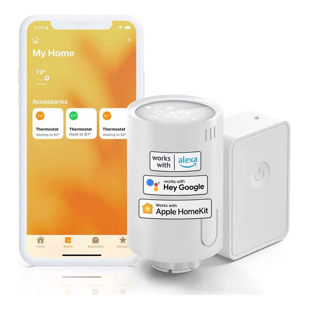 Meross Smart Heizkörperthermostat inklusive Hub, kompatibel mit HomeKit, WLAN Heizungsthermostat Kompatibel mit Siri, Alexa und Google Assistant, Fernsteuerung, M30*1,5mm, 6 Adapter