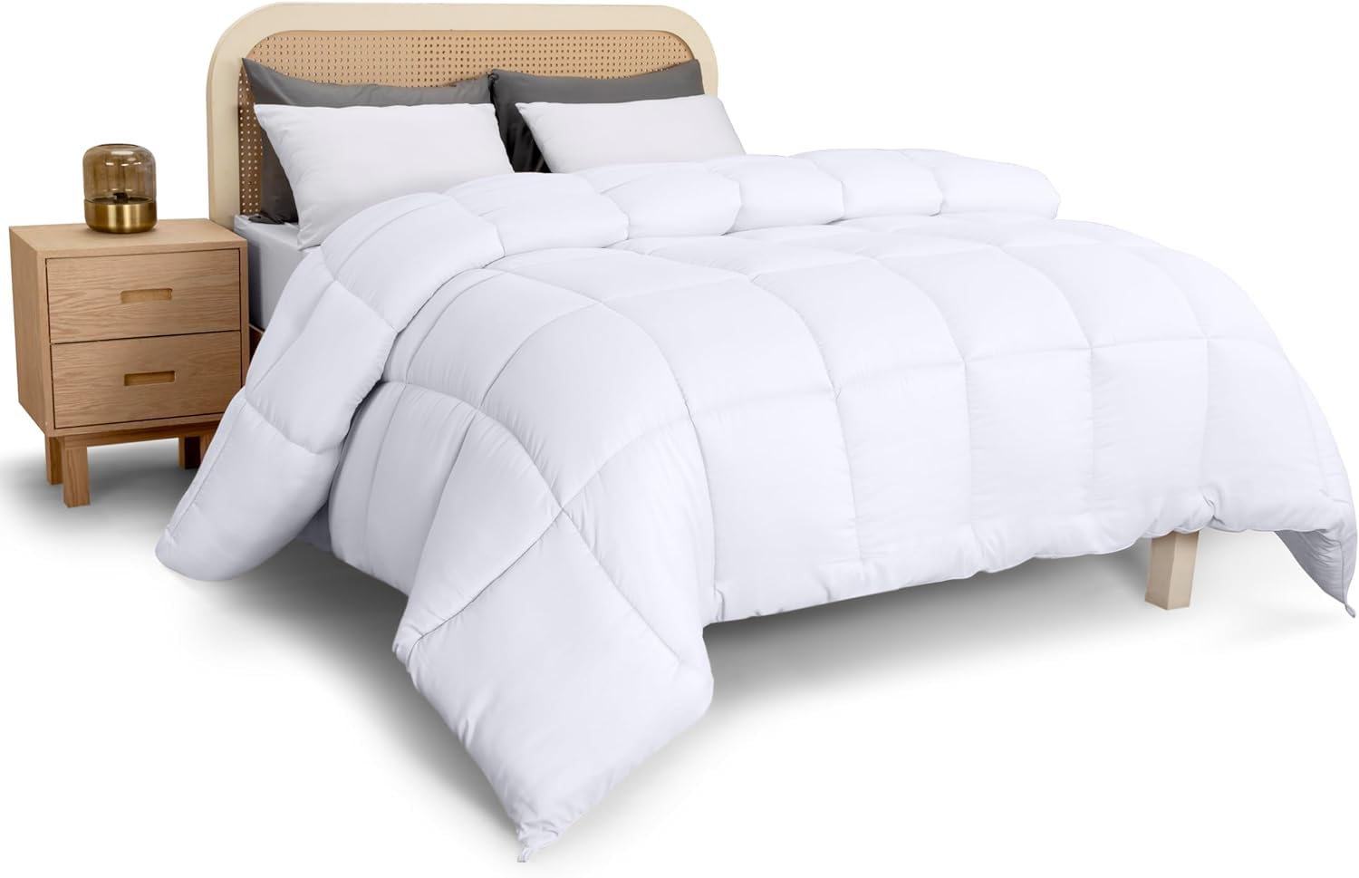 Utopia Bedding Piumone in microfibra 180 x 200 cm, texture morbidissima per un comfort che dura tutto l'anno (Bianco)