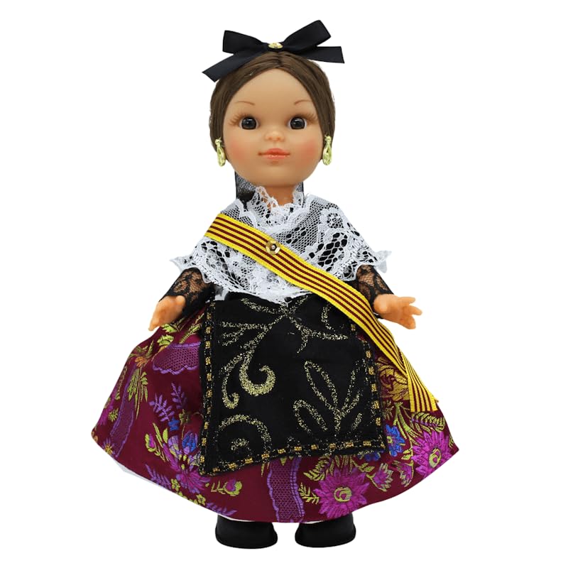 FOLK Muñeca Regional Catalana Artesanía Original colección 25 cm. Vestido típico Barcelona (Cataluña), Fabricada en España (Turquesa)