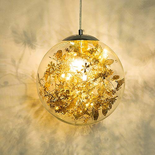 Preisvergleich Produktbild MDYHJDHYQ Deckenpendelleuchte LED Pendelleuchte 20cm Durchmesser Glaskugel Hanglamp Globe Pendelleuchte for die Innenbeleuchtung Wohnzimmer Küche Ausstattung (Body Color : Gold, Size : Kostenlos)