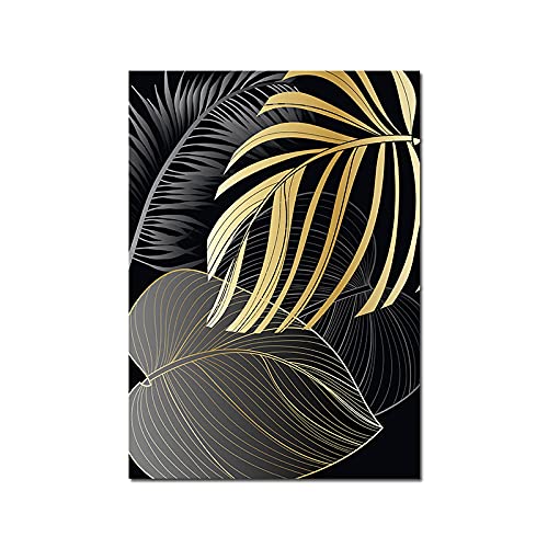 Affiche Botanique Or Noir 70x100cm Impression Toile Triptyque