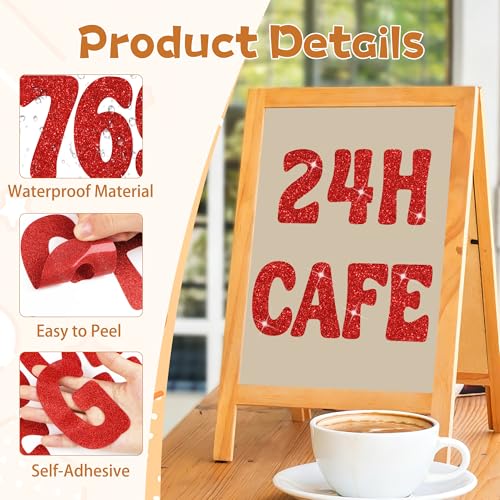 Image of Bulletin Board Letters 215 PCS Glitter Letter Stickers Large 4 Inch, Red | 20 Sheets,Alphabet Number Stickers,Self-Adhesive,Sticker Letters for Poster Board,Classroom,Display,Mailbox,Craft,Party Decor