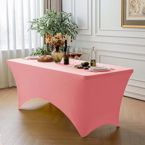 Image of FOLINS&HOME Pink 4ft Fitted Water Resistant Tablecloth with Spandex