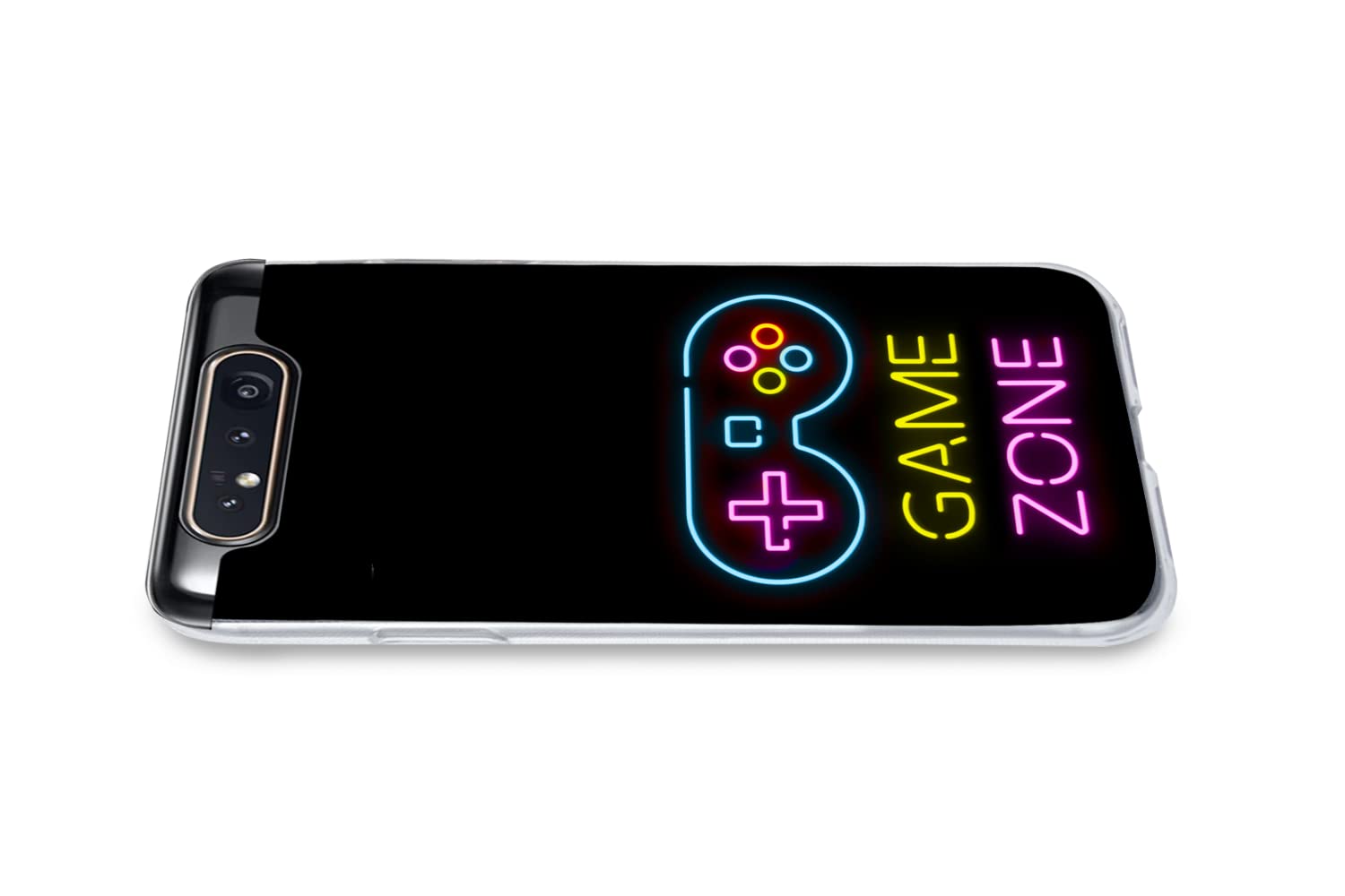 MuchoWow Funda para Samsung Galaxy A80 - Mando - Juego - Neón - Negro - Citas - Zona de Juegos - Funda de Silicona/Funda Blanda para teléfono móvil