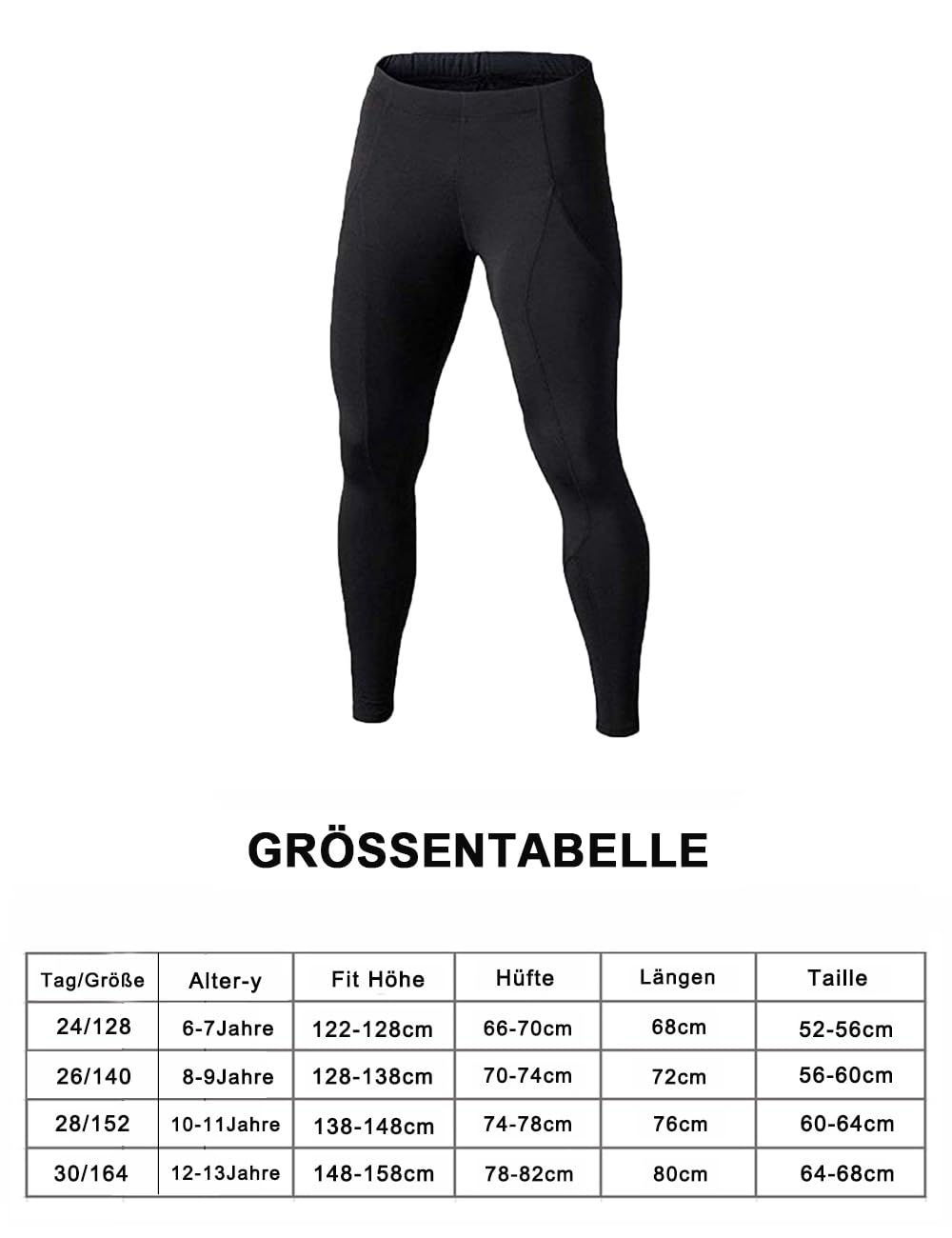 BUYKUD Pantaloni a compressione per bambini e ragazzi