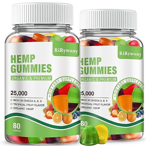 Hemp Gummies (2 Packs) High Potency Edible Gummies Extra Strength Mood Focus Calm Organic Hemp Oil Extract Vegan Bear Gummy - 240 Counts Candy