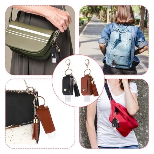 Portable Leather Hand Sanitizer Keychain - 2 Pack 30ml Bottles - Image 5