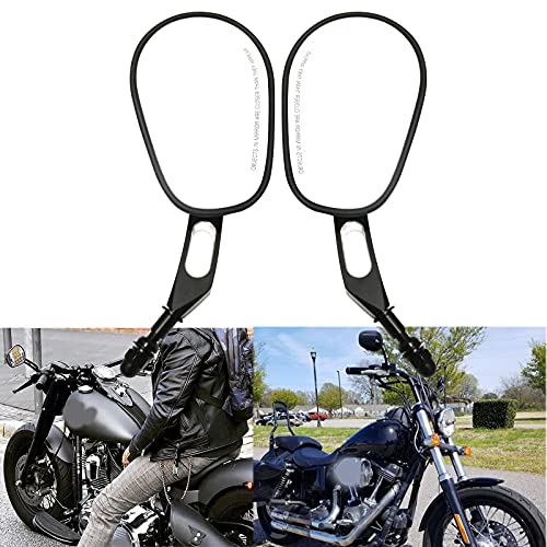 8mm Black Motorcycle Rearview Side Mirror Hollow styling Compatible with Harley Street Glide Road King Dyn Softail Bobber Cruiser Custom MT