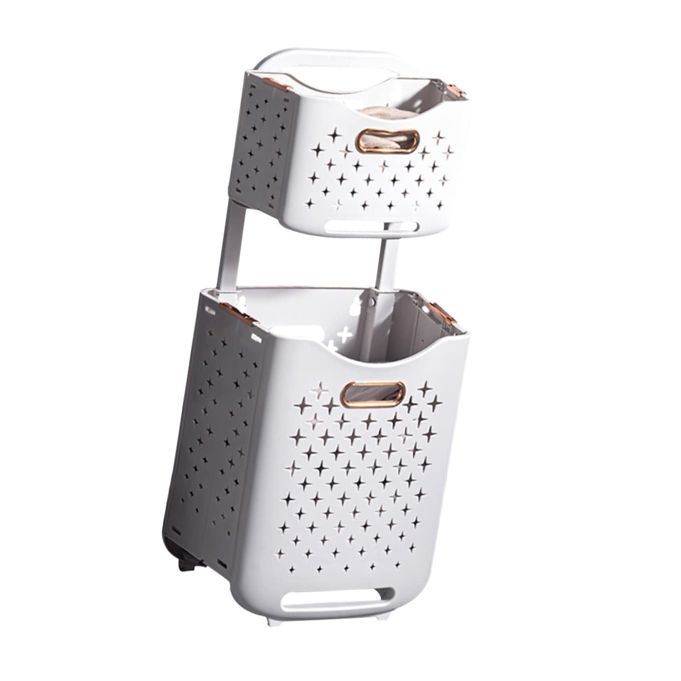 Cabilock Basket Clothes with Bathroom Hamper Household Multi-Function Stand Kitchen Fruit Ing Shelf Wheel for Folding Layer Double Storage Foldable Laundry Collapsible Home