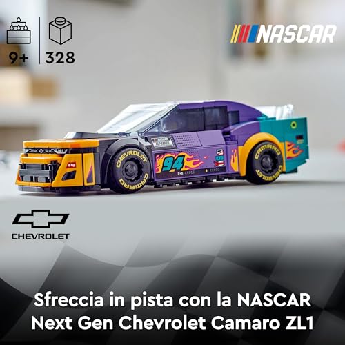 Speed Champions NASCAR Next Gen Chevrolet Camaro ZL1, Modellino di Auto da Costruire, Macchina Giocattolo da Collezione con Minifigure del Pilota, Giochi per Bambini e Bambine da 9 Anni 76935 - Lego - Immagine 1