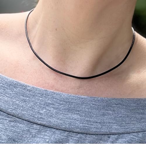 Black Leather Necklace (2mm) with Stainless Steel Clasps (14-30 Inch)3
