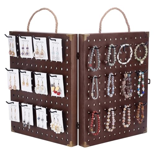 PH PandaHall 180 agujeros plegable placa de prueba de joyería expositor pulsera soporte collar vitrina organizador con 48 piezas alfileres extraíbles ganchos para la venta al por menor vendedor show