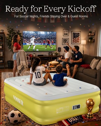 Image of VOSSER Queen Air Mattress with Built-in Pump, 18 inch Raised Blow Up Inflatable Mattress Queen, Heavy Duty 660lbs Luxury Comfort Air Bed for Home, Guests & Camping, Thick Self-Inflating Bed
