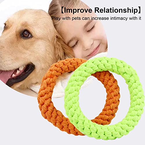 TITA-DONG 2pcs Rings Dog Toy, Cotton Rope Dog Chew Toys Pets Puppy Rope Training Toys - Image 4