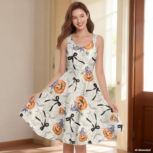 Image of Renewold Women's Sleeveless Tank Dress with Pockets, Casual Scoop Neck A-Line Sundress for Summer, Travel and Vacation