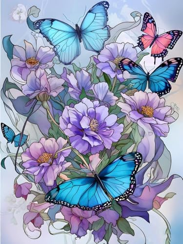 Peinture diamant fleurs papillon 5D broderie point de croix strass cristal 70x95cm Z-181