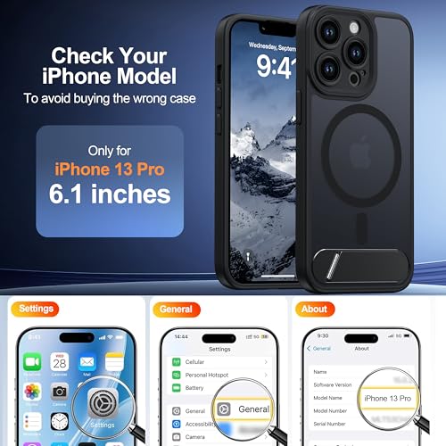 AMILIFECASES Magnetic Compatible with iPhone 13 Pro Case, [Built-in Kickstand][Full Camera Protection][Compatible with MagSafe][Anti-Fingerprint] Shockproof Phone Case for iPhone 13 Pro 6.1",Black - image 2