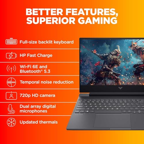 Image of HP Victus, 13th Gen Intel Core i7-13620H, 8GB NVIDIA RTX 4060 Gaming Laptop (16GB RAM, 512GB SSD) 144Hz, IPS, 15.6'' /39.6cm, FHD, Win11, Office21, Mica Silver, 2.29Kg, Enhanced Cooling, fa1276TX