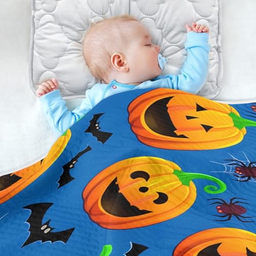 Burbuja Pumpkins with Facial Expressions Baby Blanket for Boys Girls, Nursery Soft Warm Swaddling Receiving Baby Blankets, 30x40 in Toddler Blanket4