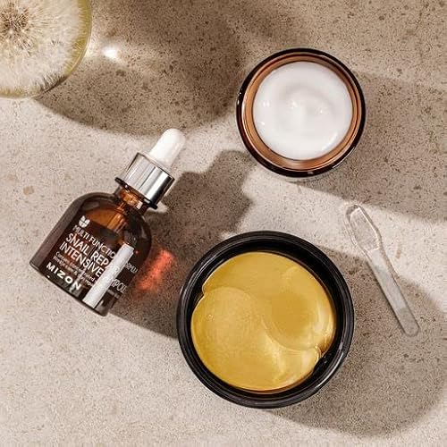 Mizon 24K Gold Snail Skincare Set - Eye Patches, Repair Cream & Ampoule For Sensitive Skin, Anti-Aging & Moisturizing #TOP4