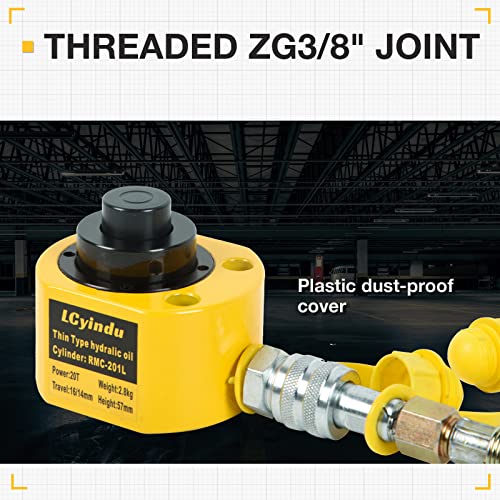 Image of 20T Hydraulic Cylinder Jack Ram 1.06 inch Stroke Solid Single Acting Multi-Section Stroke Hydraulic Ram Cylinder Hydraulic Lifting Jack Portable for Machinery, Bridge, RMC-201L