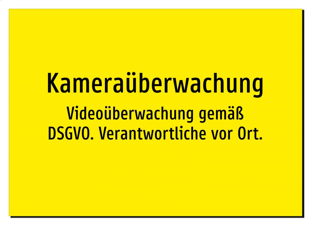 Kameraüberwachung - Videoüberwachung gemäß DSGVO. Verantwortliche vor Ort. – Aluminiumschild A3: 420x297mm – Ohne Grafik, nur Text