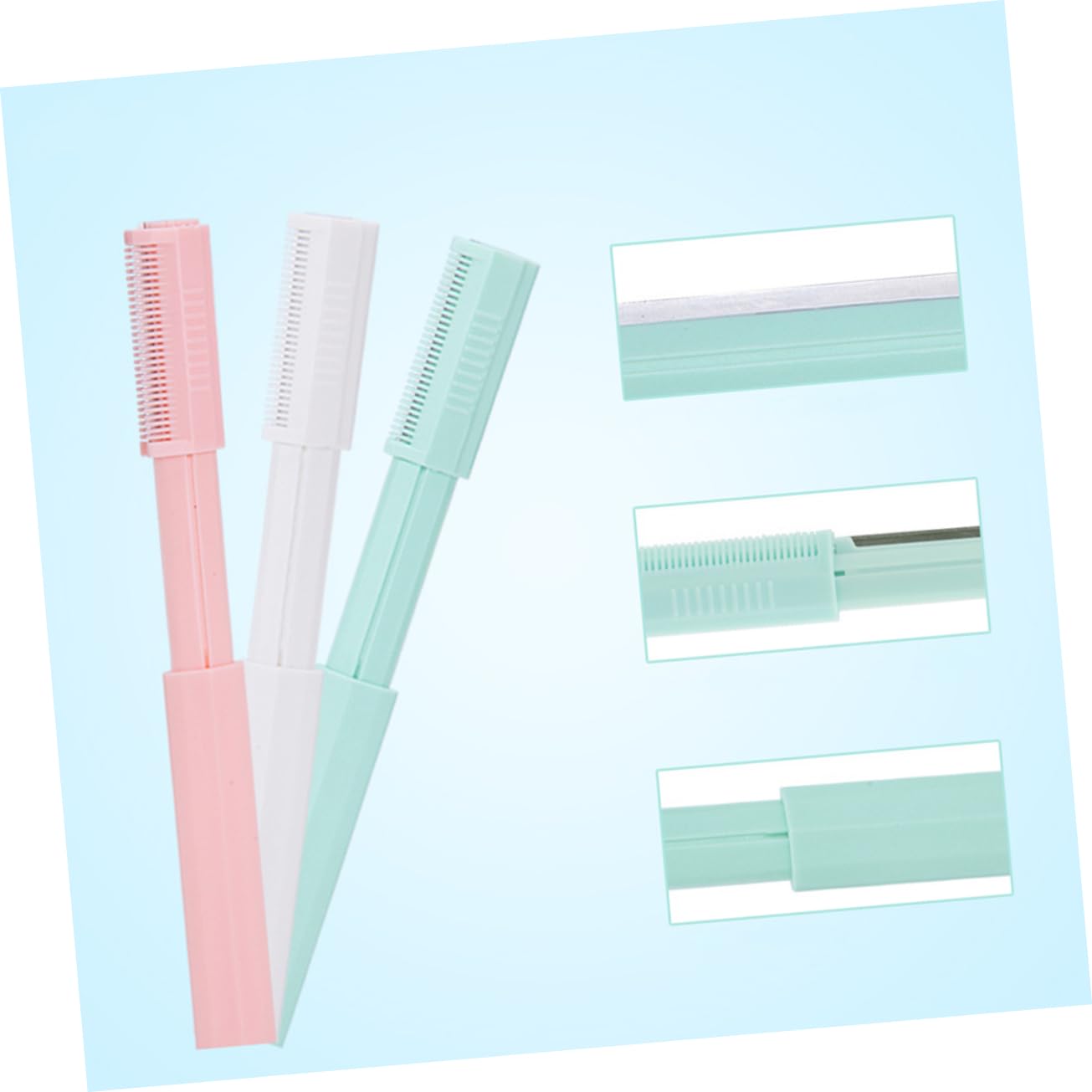 FRCOLOR 3sets Womens Eyebrow Trimmer Safety Razor Precision Stainless Steel Blade Comfortable Eyebrow Shaver Makeup Tool 3pcs*3