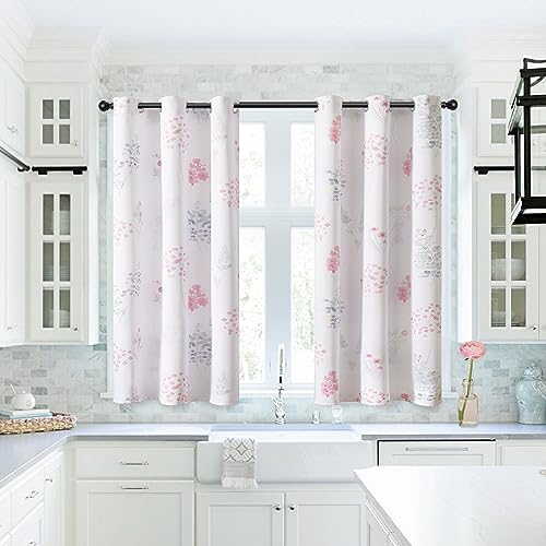 Xtmyi WFC-GGPIGR-3445 Pink Curtains For Girls Bedroom Kids Room,Floral Boho 80% Blackout Short Curtains For Kitchen Window Bathroom Bunk Bed Dorm,45 Inch Length,Set Of 2 Panels thumb #5