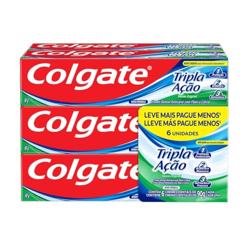 Creme Dental Colgate Tripla Ação Menta Original 90g 6 unidades
