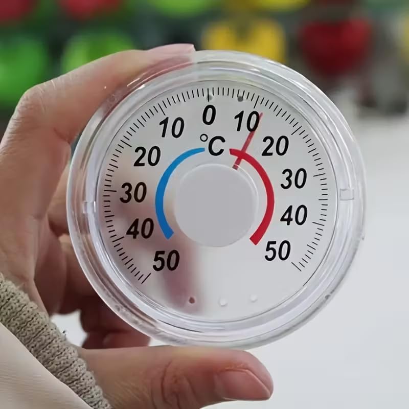 Indoor Outdoor Thermometer Hygrometer, High Accuracy Temperature and Humidity Meter with °C Scale, -50°C to 50°C, Wall Mount Monitor for Home, Greenhouse, Garden and Room (Round)