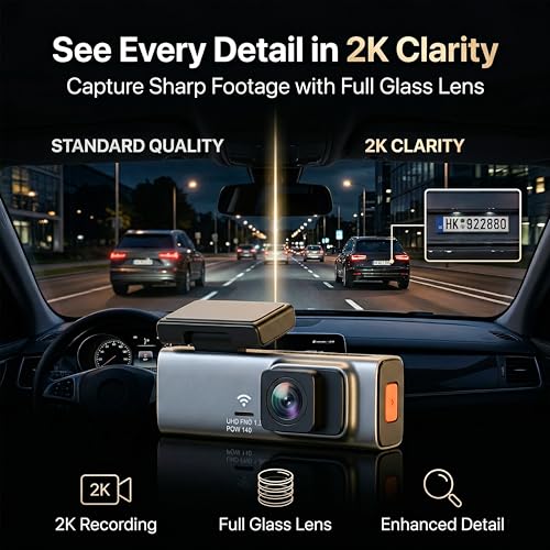 Image of Lenovo Dash Camera for Car (New Launch) | Front 2K Recording | Starlight Night Vision | WiFi Dashcam with App Control | 1.47 inch Display, 140 Wide Angle | T3-B1V