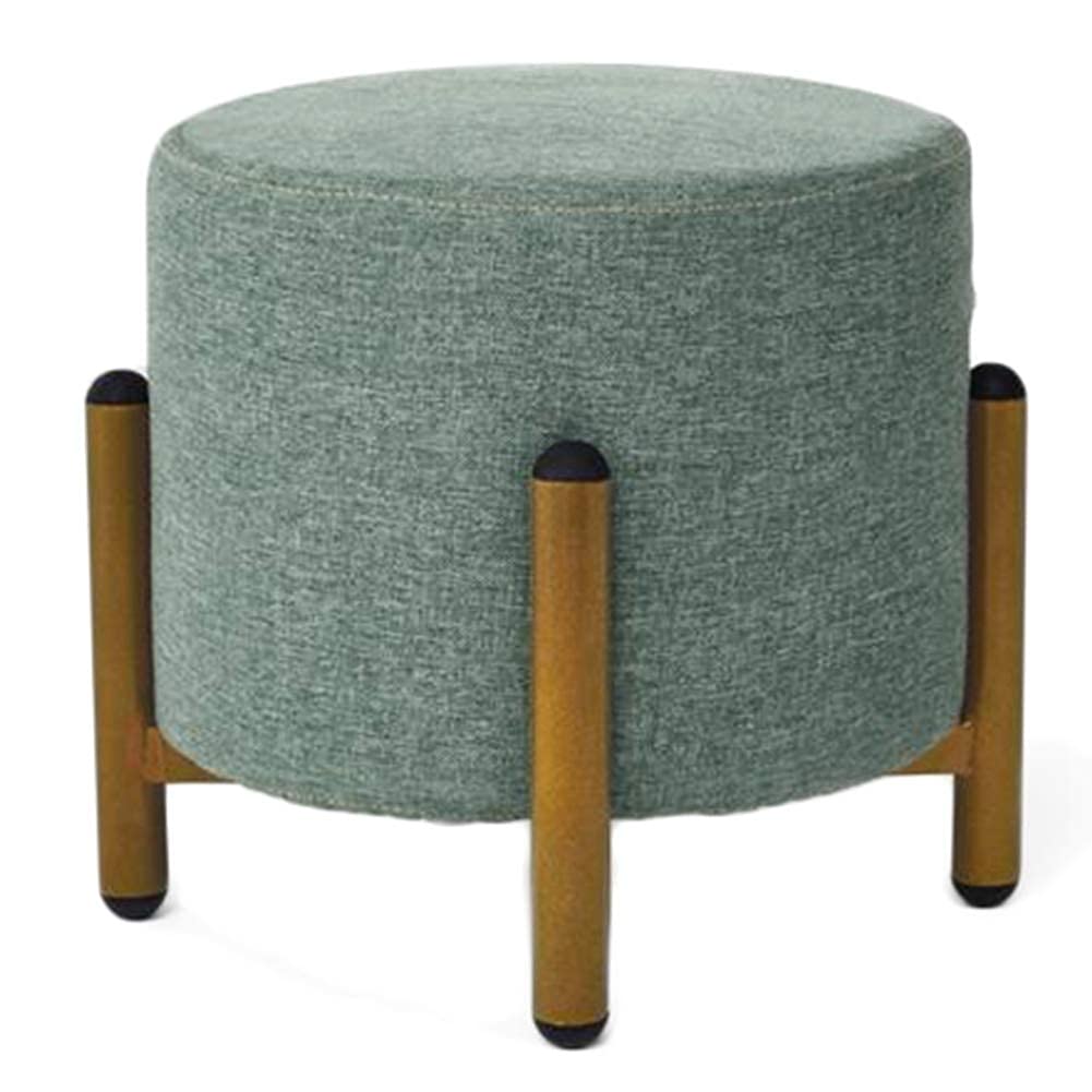 Tabouret de pied rond en velours et fer forgé pour salon et entrée