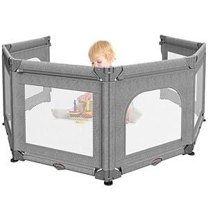 Portable Playpen for Babies and Toddlers with Foldable Adjustable Shape & Size, 21 Square Feet, Baby Fence