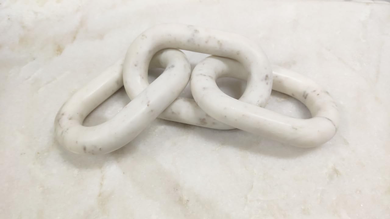 Escultura de cadena de eslabones de mármol blanco | Decoración de cadena de eslabones | Nudo de mármol | Eslabón de mármol | Decoración del hogar | Cadena de mármol | Arte de eslabones de cadena
