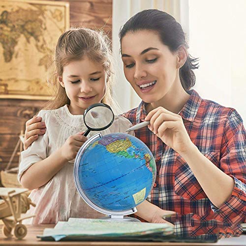Image of Magicwand【10 Inch ht Chrome Base】Political Educational Laminated Rotating World Globe with Metal Base