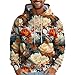 GOFULY Men'S Sweatshirts Xl Fashion Fall Floral Print Graphic Hoodies For Men Streetwear Long Sleeve Mens Hoodies Pullover Winter Drawstring Mens Hoodies With Kangaroo Pocket Beige 5X