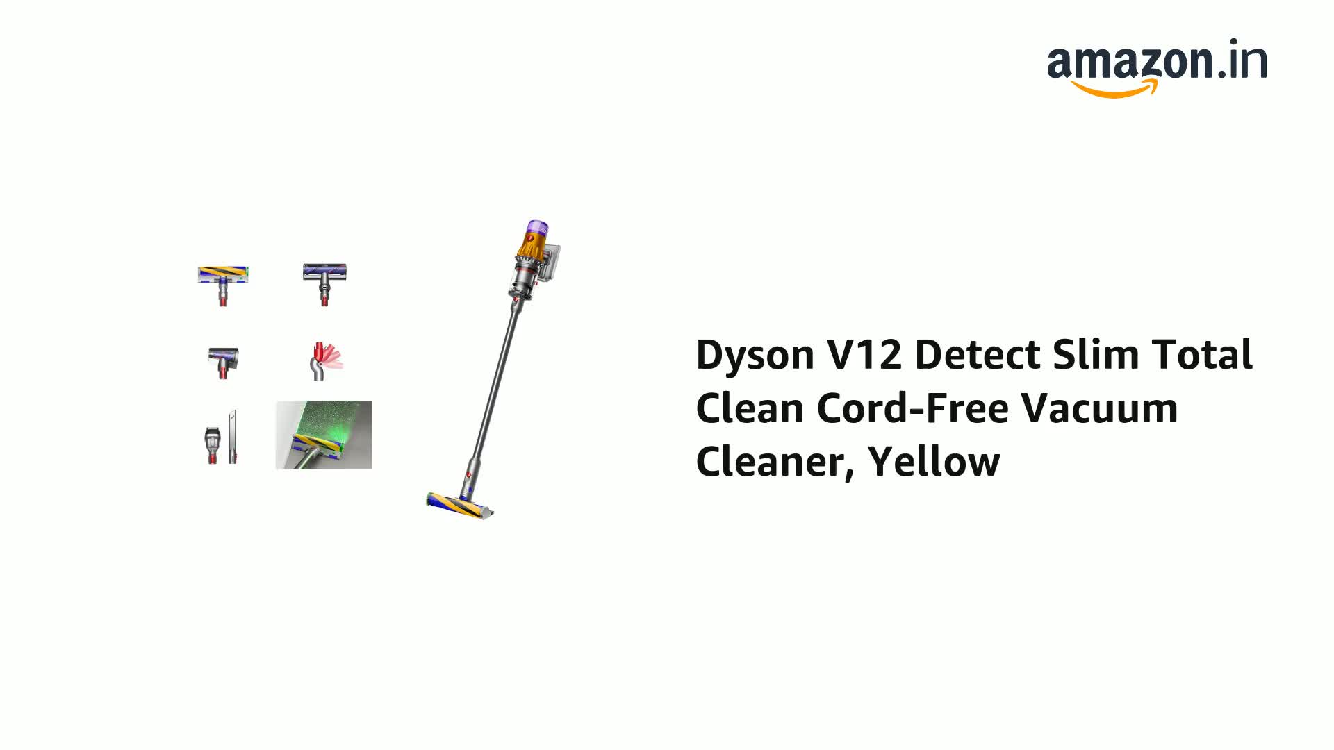 Dyson V12 Detect Slim Total Clean Cord-Free Vacuum Cleaner,Yellow