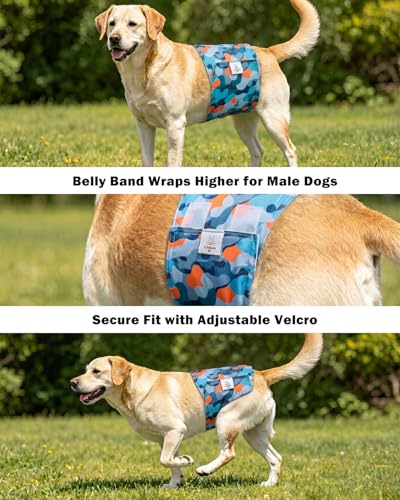 Image of CuteBone Dog Diapers Male Belly Bands 3 Pack for Male Dogs Reusable Puppy Wraps