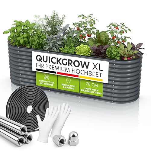 HOFGARTEN Hochbeet QuickGrow | 260 x 80 x 78cm Frühbeet für Gemüse, Kräuter, Blumen | Komplett-Set | 0,6mm Stahl mit Zn-Al-Mg Beschichtung | UV-beständig | rückenschonende Höhe | Farbe Anthrazit HOFGARTEN Hochbeet QuickGrow | 260 x 80 x 78cm Frühbeet für Gemüse, Kräuter, Blumen | Komplett-Set | 0,6mm Stahl mit Zn-Al-Mg Beschichtung | UV-beständig | rückenschonende Höhe | Farbe Anthrazit