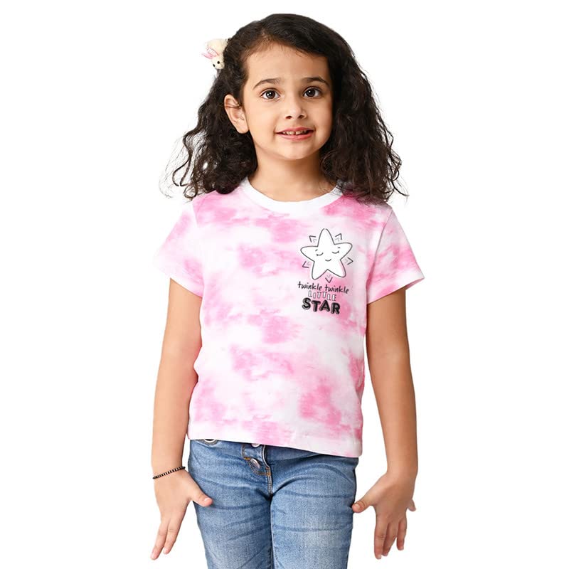 Image of Nusyl Girls Star Printed tie & dye Tshirt - NUGTDTSH0229