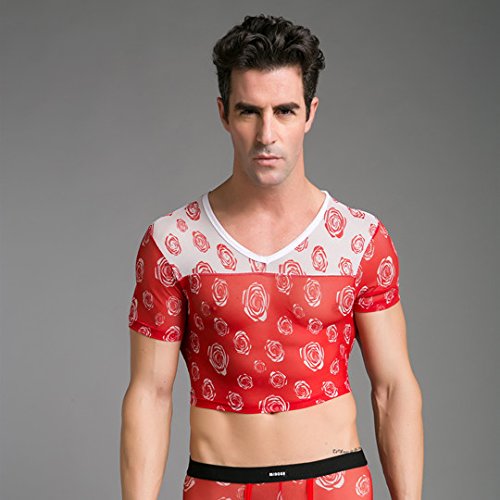 XiaoGao_ The fashion leisure men V mesh T-shirt collar shirt,M [160CM-165CM] black