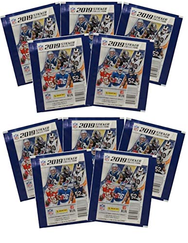 10 PACKS: 2019 Panini NFL Football Sticker Collection packs (5 stickers/pk)