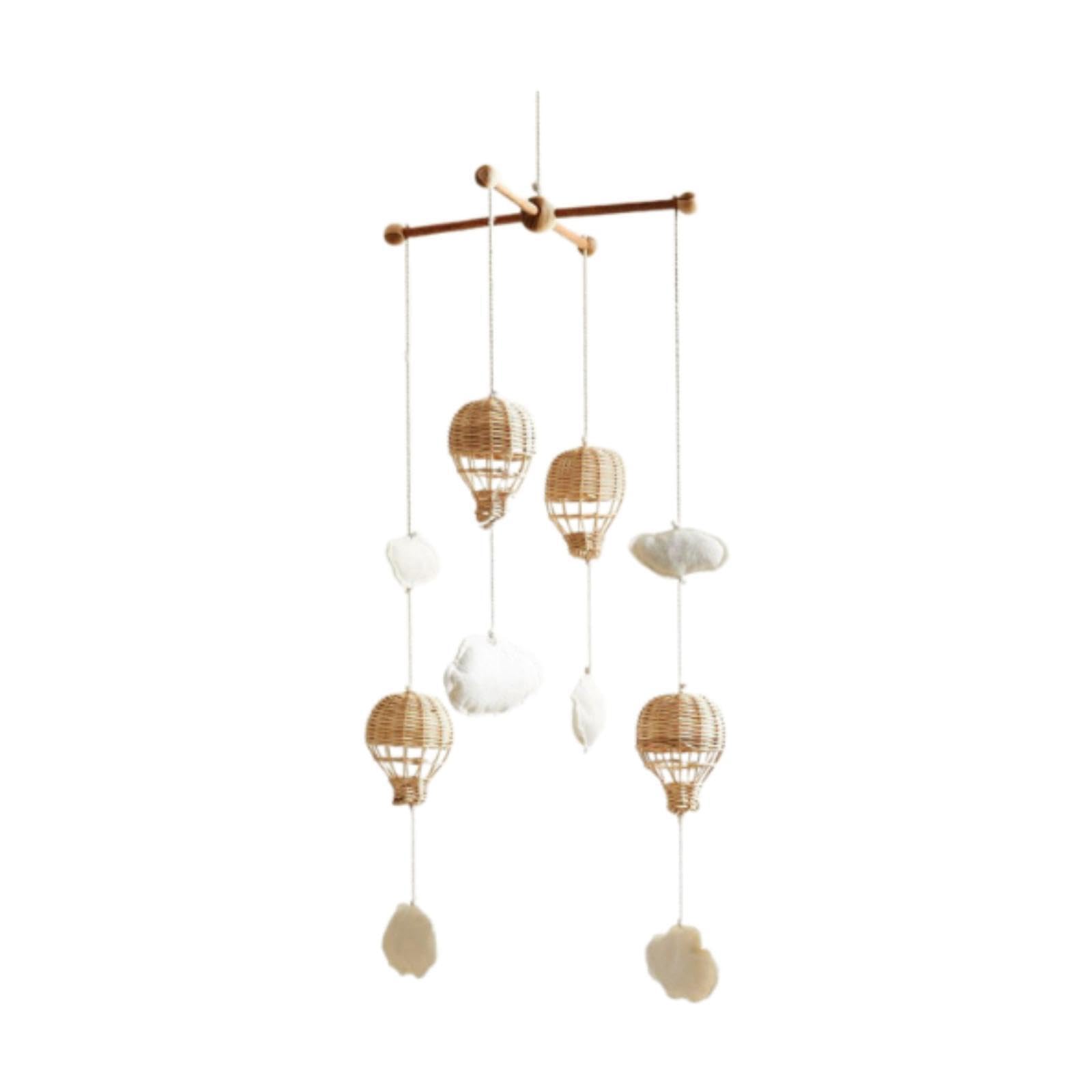 Affascinante giostrina per Culla con Mongolfiera in Rattan e Nuvola Pendente, Prima Infanzia e Decorazioni per Bambini, Materiale didattico per